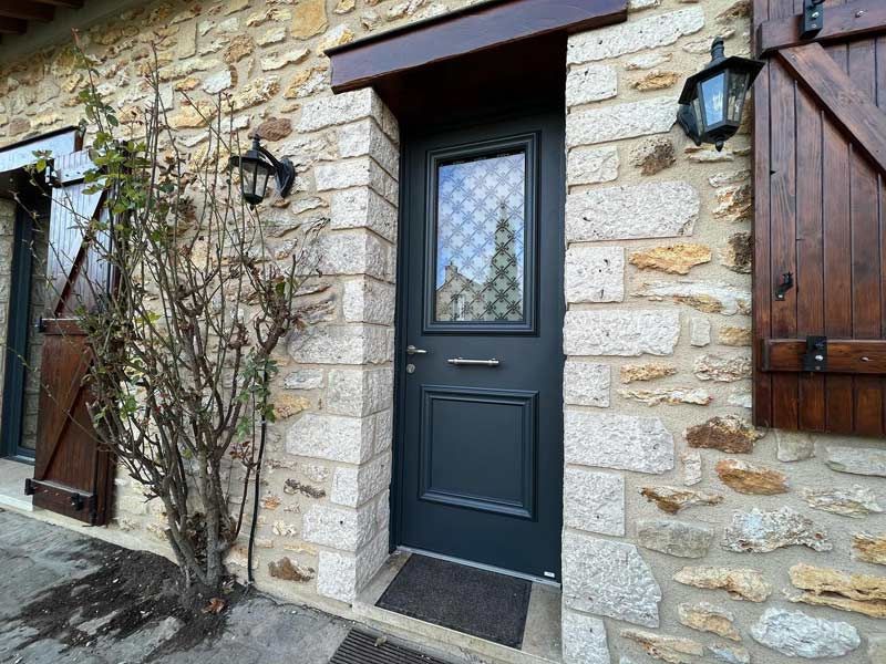 Porte d'entrée bois aluminium Meo